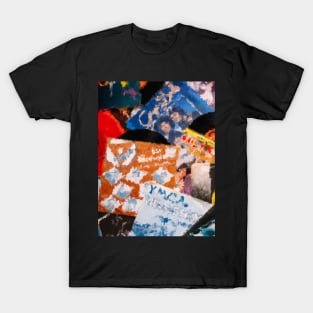 Vinyl records on table oil painting T-Shirt